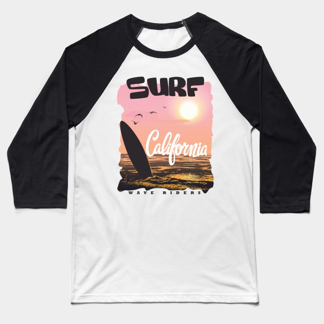 Surf California Baseball T-Shirt by Dojaja